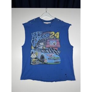 + Vintage Jeff Gordon Snoopy Nascar Shirt FURST OF A KIND Distressed Holes XL